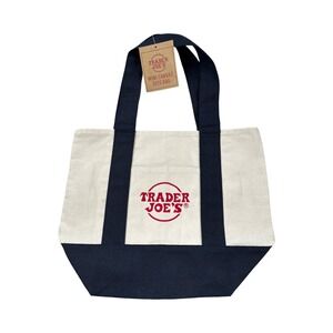 Trader Joe's Mini Canvas Tote Bag Navy Reusable Shopper Bag New With Tags‎